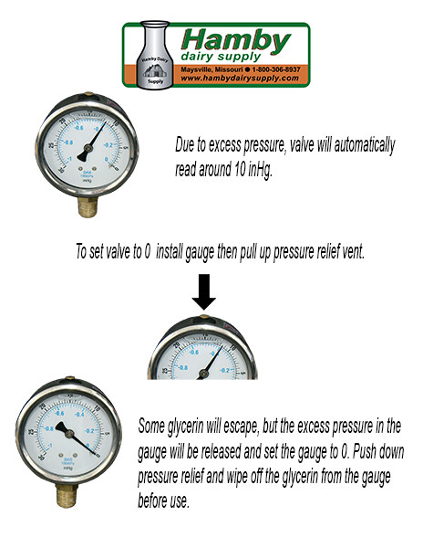 Sale! Vacuum Gauge 2.5 inch Glycerin Filled Hamby Dairy Supply